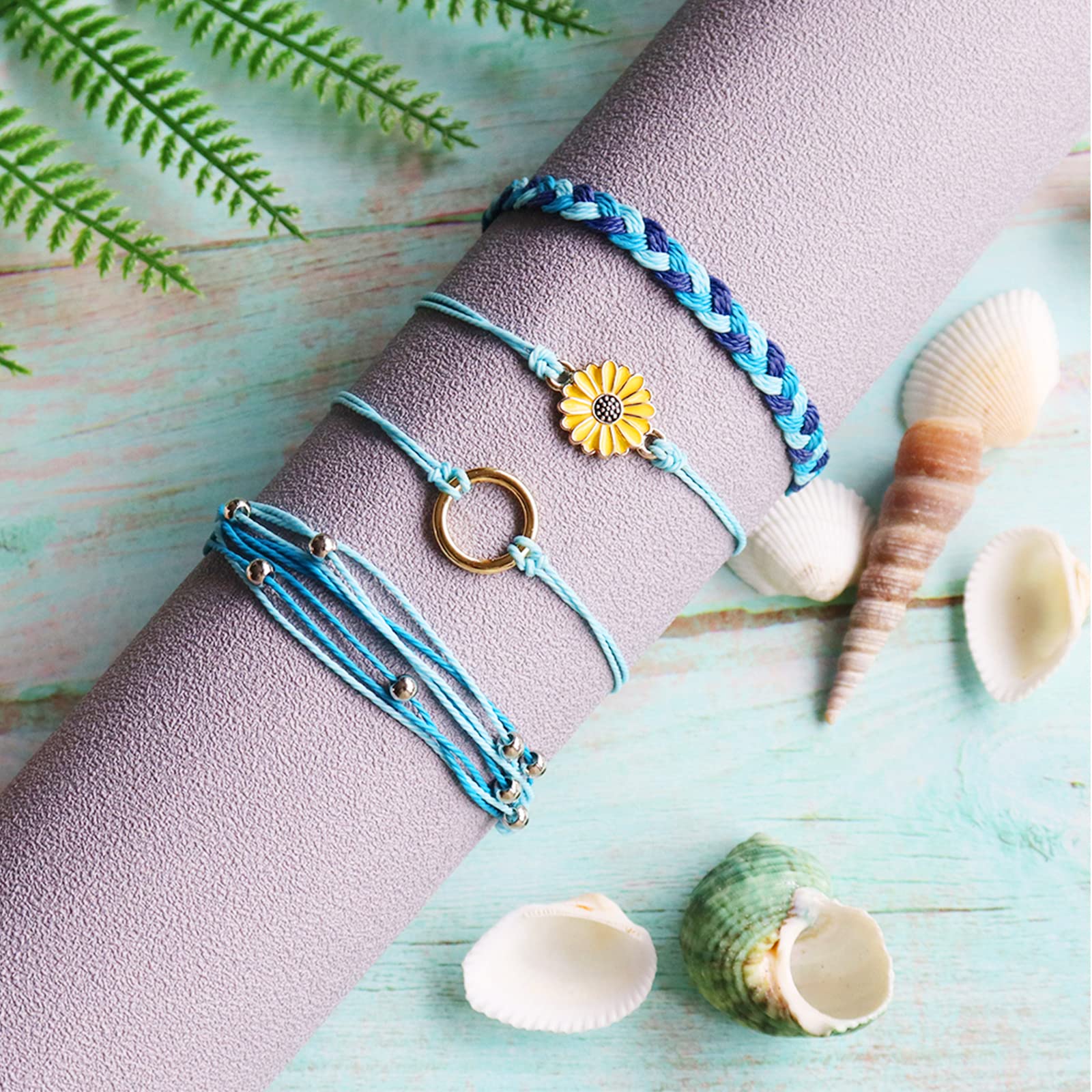 HUASAI Blue Friendship Bracelets for Women - Handmade Braided Bracelet Set, Best Friend Gifts for Her, Christmas Stocking Stuffers - Perfect for Birthdays, Anniversaries, and Everyday Wear