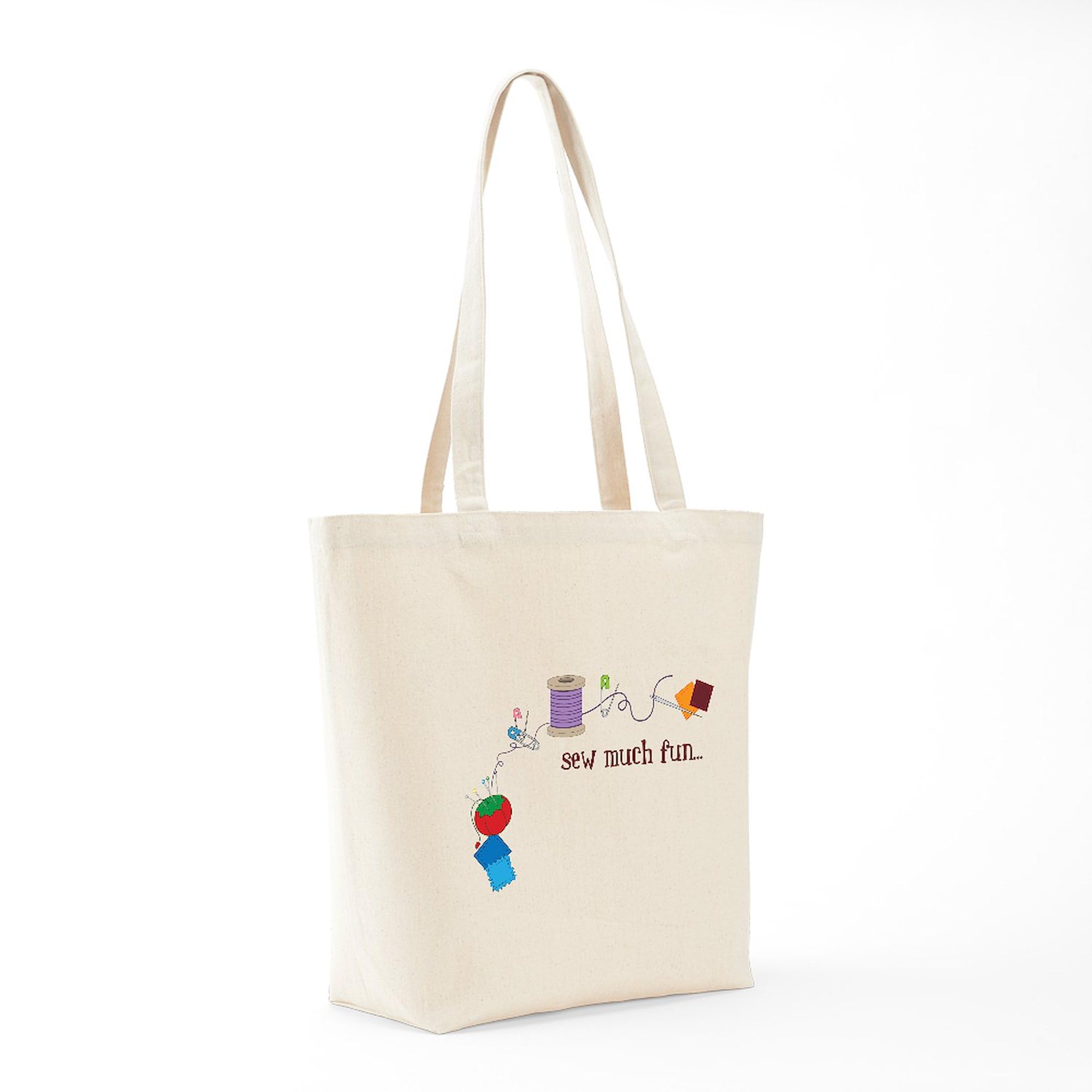 Sew Much Fun Natural Canvas Tote Bag - Reusable Eco-Friendly Shopping Bag for Groceries, Beach & Daily Use