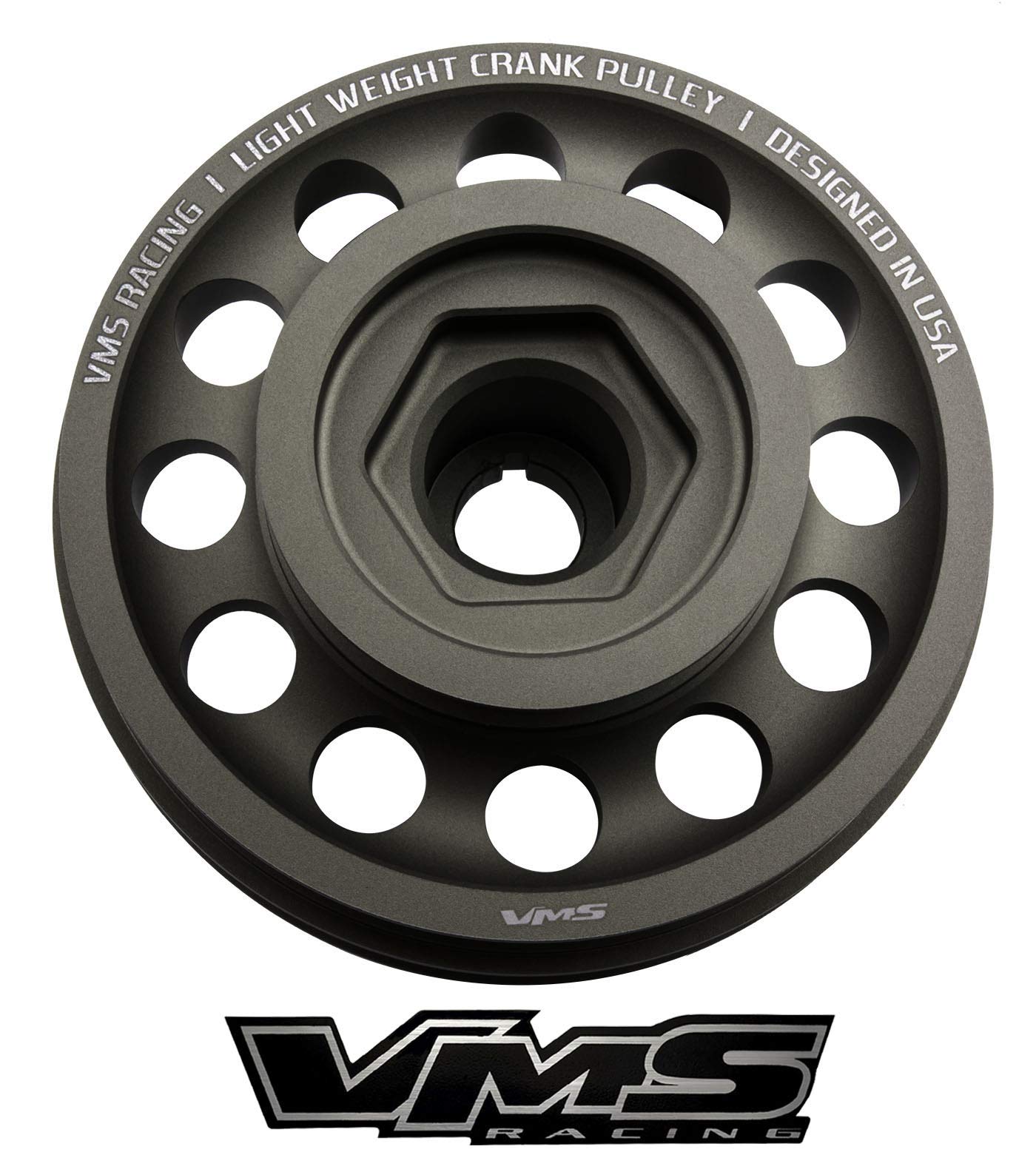 VMS Racing Lightweight Billet Aluminum Crankshaft Pulley for 1996-2000 Honda Civic SOHC 1.6L D15/D16 & Acura EL Engines - OEM Size (Same Belt Fitment) - Performance Upgrade for Street Racing & Engine Efficiency