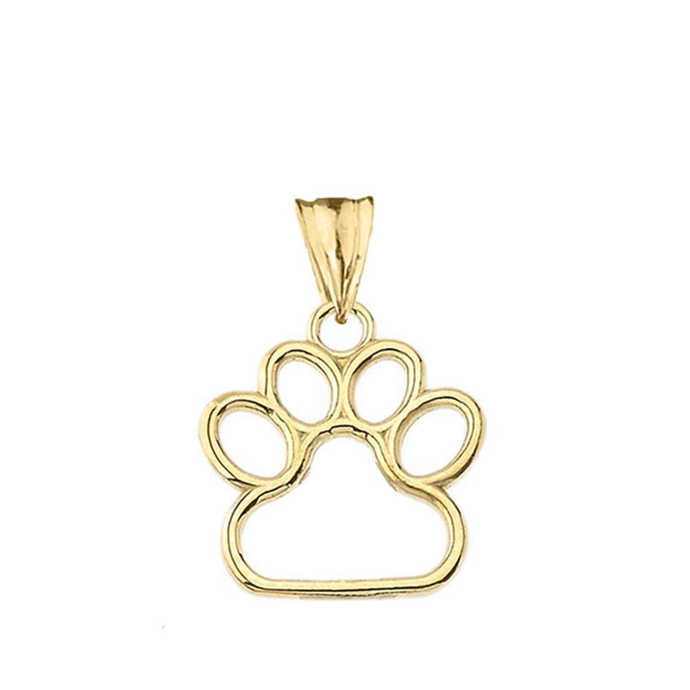 14k Gold Dog Paw Print Charm Pendant - Dainty Outline Pendant for Pet Lovers - Perfect for Necklaces, Bracelets & Pet Memorial Jewelry