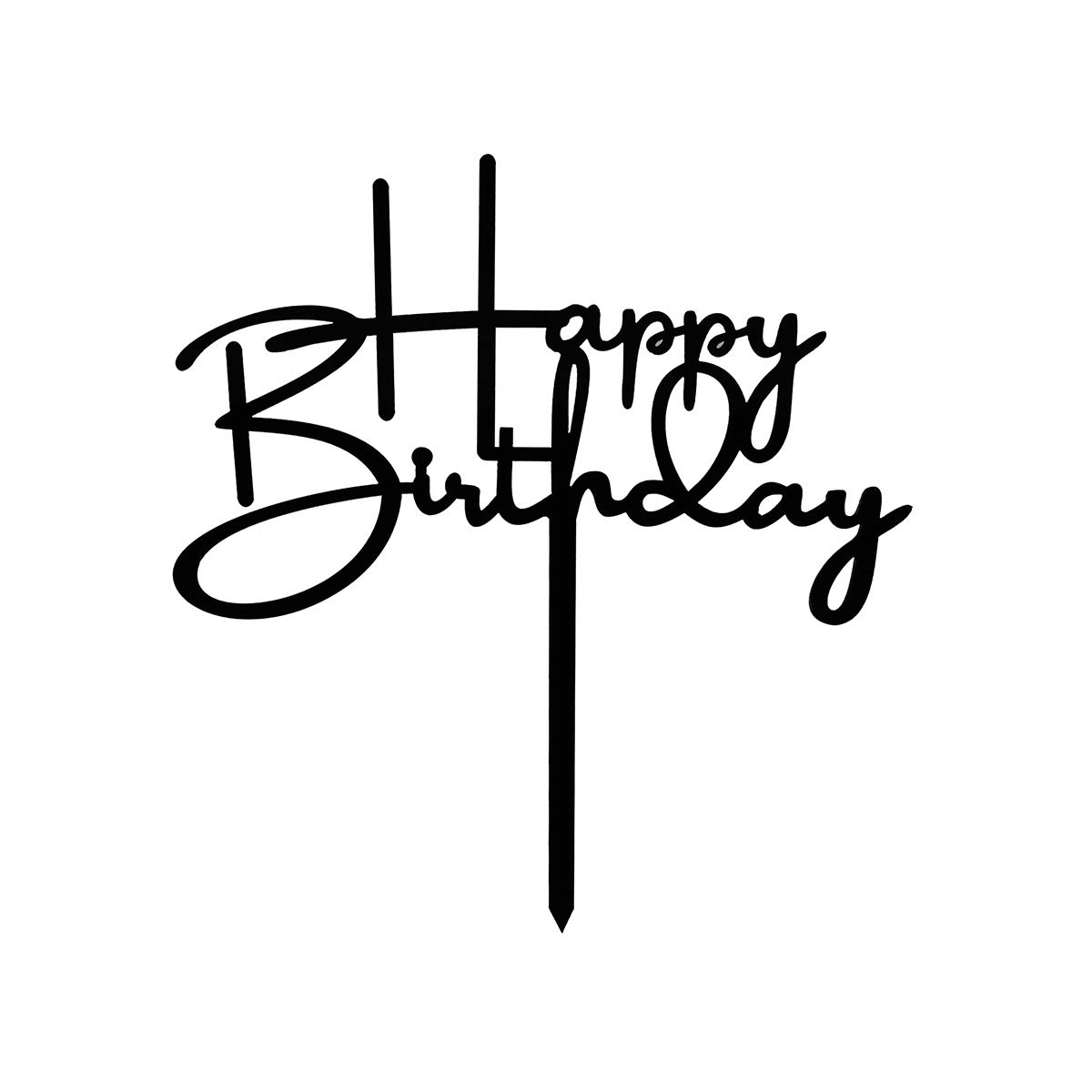 Happy Birthday Cake Topper - Elegant Black Acrylic Party Decor for Birthdays, Anniversaries & Celebrations | Perfect for Cakes, Cupcakes & Dessert Tables