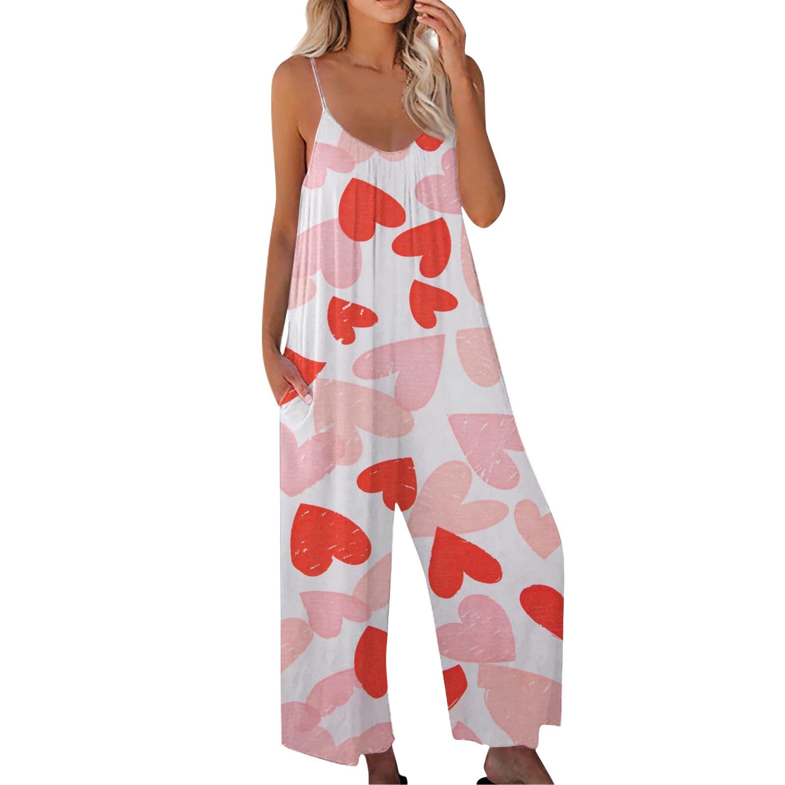 Women's Summer Jumpsuit - Casual Loose Back Strap Romper One Piece Short Outfits for Valentine's Day & Spring (XXL, Watermelon Red) | Perfect for Beach Vacations, Date Nights & Summer Parties