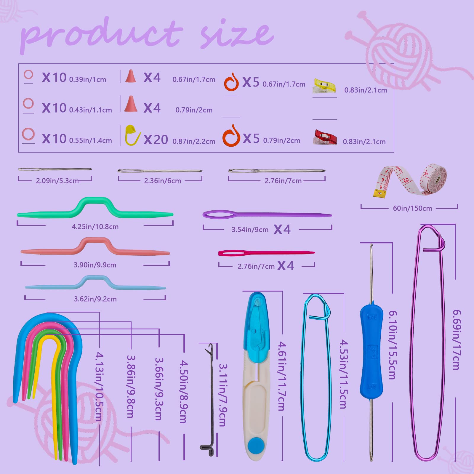 BUTUZE Yarn Ball Winder and Knitting Kit with 83 Stitch Markers - Easy Install Wool Winder for Yarn Storage - Perfect for Knitting, Crocheting & Craft Projects at Home