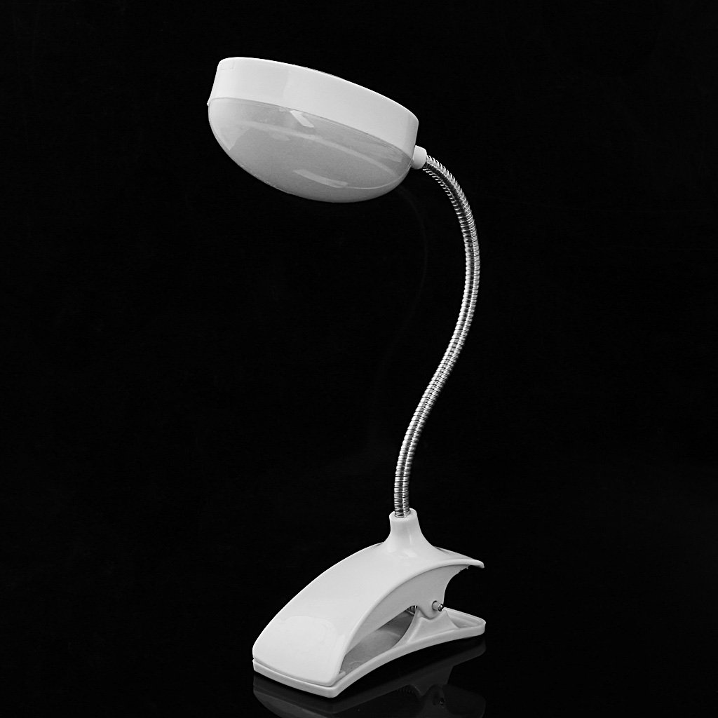 Flexible LED Clip-On Desk Lamp - Adjustable Brightness Reading Light for Study, Bedroom, Office & Laptop Workspace - White Task Lighting for Books, Computers & Nighttime Use