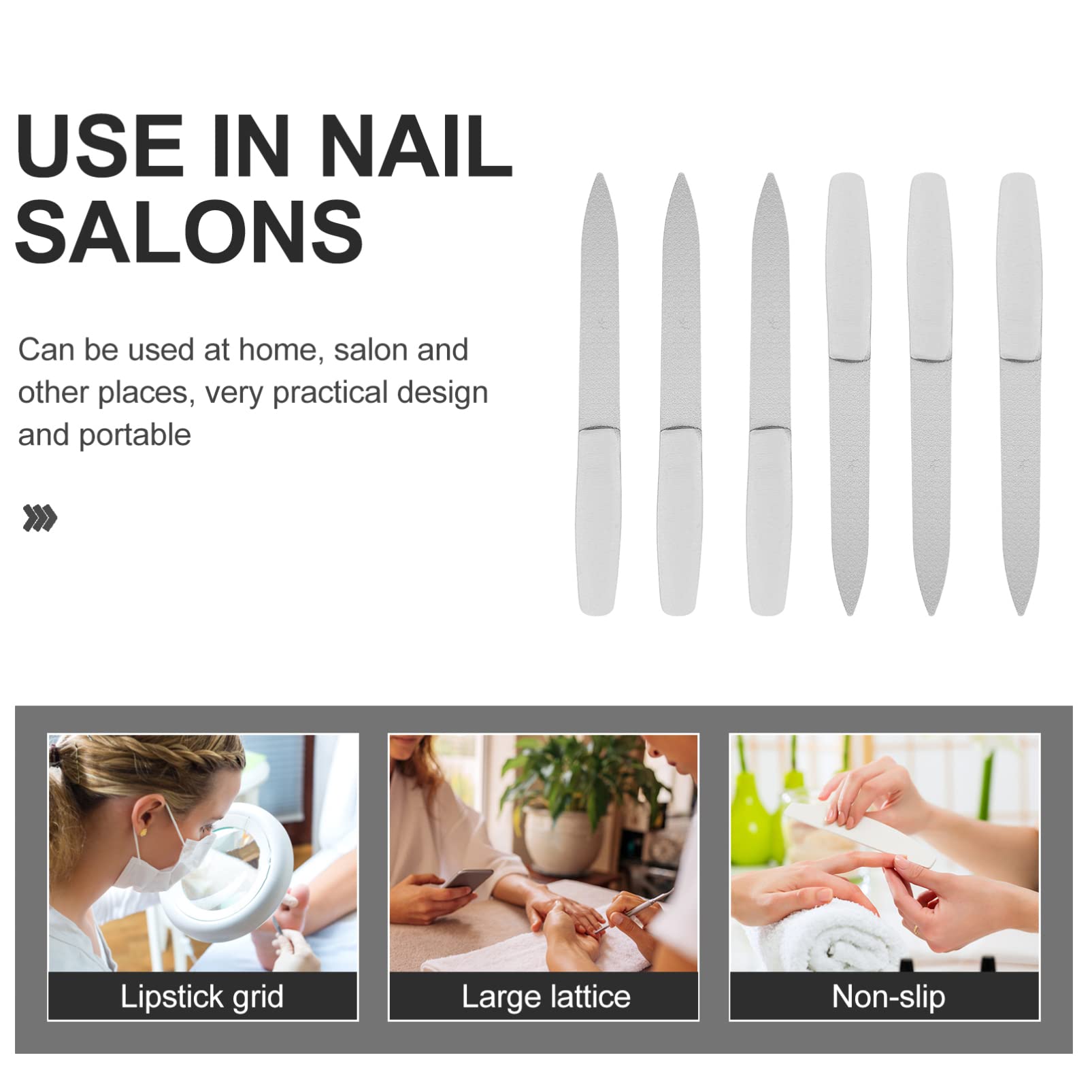 6pcs Metal Nail Files - Professional Manicure Tools for Home & Salon Use