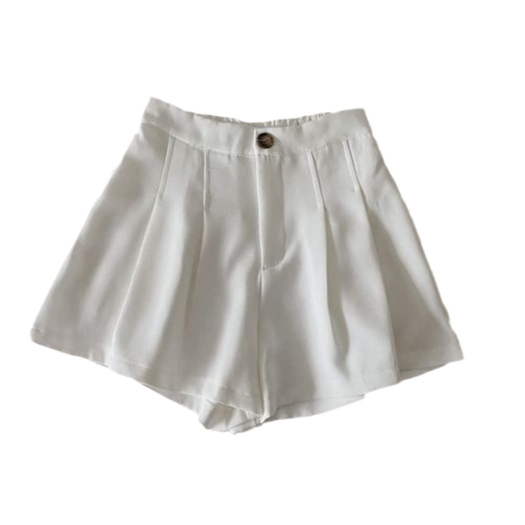 Women's High Waist Pleated Casual Shorts - Solid Color Summer Trousers for Students & Everyday Wear | Perfect for School, Travel, and Casual Outings