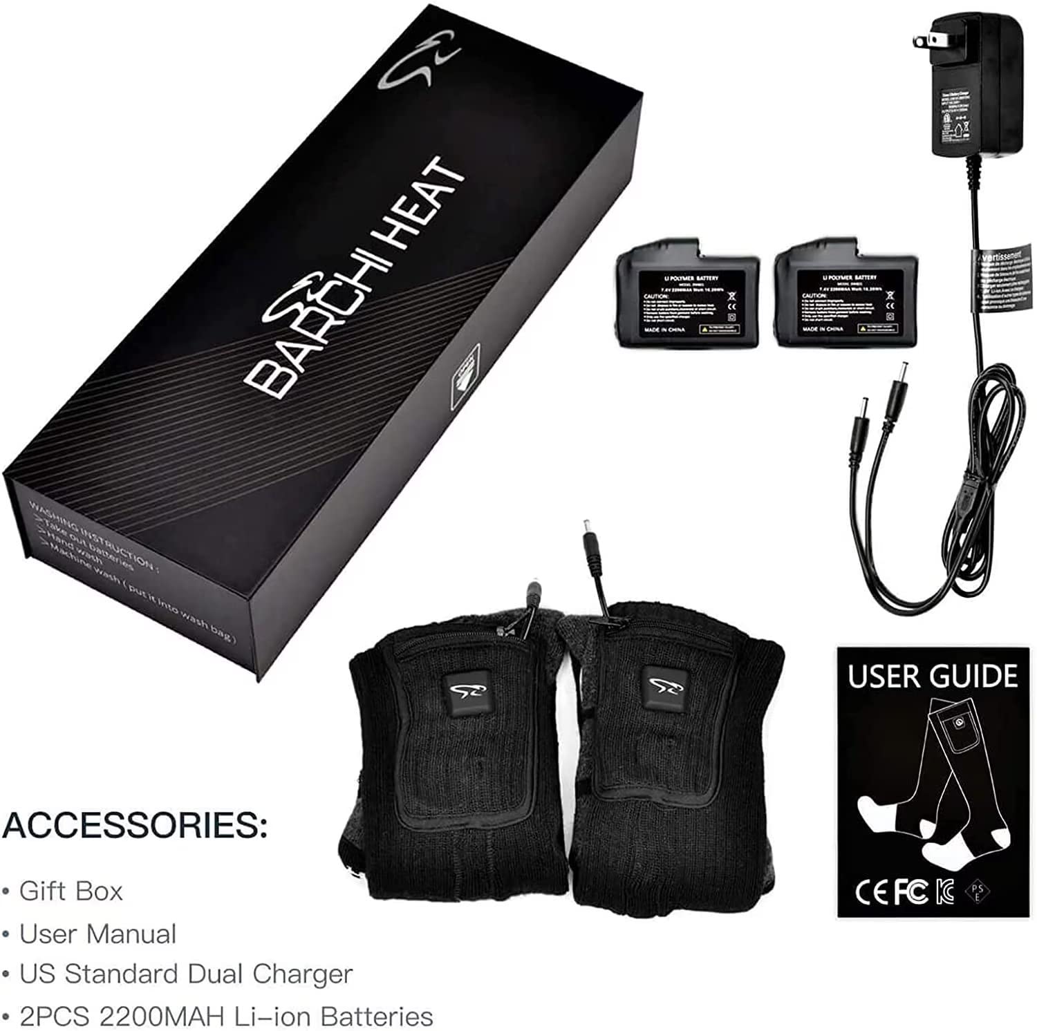 Rechargeable Heated Socks for Men & Women - 7.4V Battery Powered with 3 Adjustable Heat Settings, Machine Washable Winter Warm Socks for Skiing, Walking, Driving, Riding & Outdoor Activities