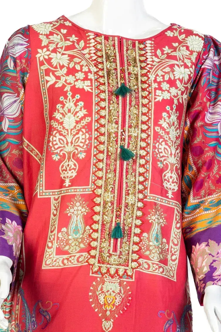 J. Junaid Jamshed Women's Pink Cambric 2-Piece Suit Set - Elegant Formal Wear for Office, Parties & Special Occasions