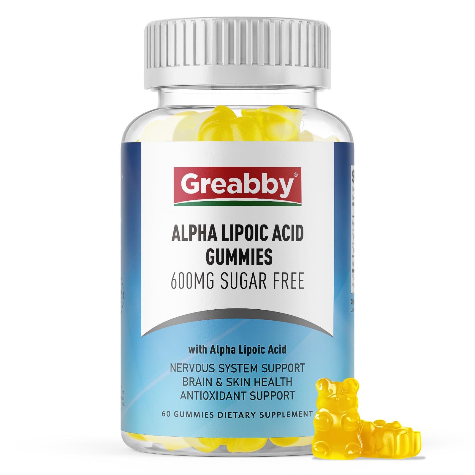 Alpha Lipoic Acid 600mg Sugar Free Gummies - Antioxidant Supplement for Nervous System, Brain & Skin Health | Pineapple Flavor | 60 Chewable Vegan Gummies for Daily Wellness & Energy Support