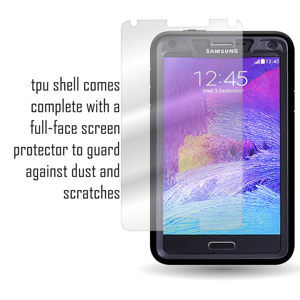 Samsung Galaxy Note 4 Tough Case with Screen Protector - Black & Gray for Heavy Duty Protection