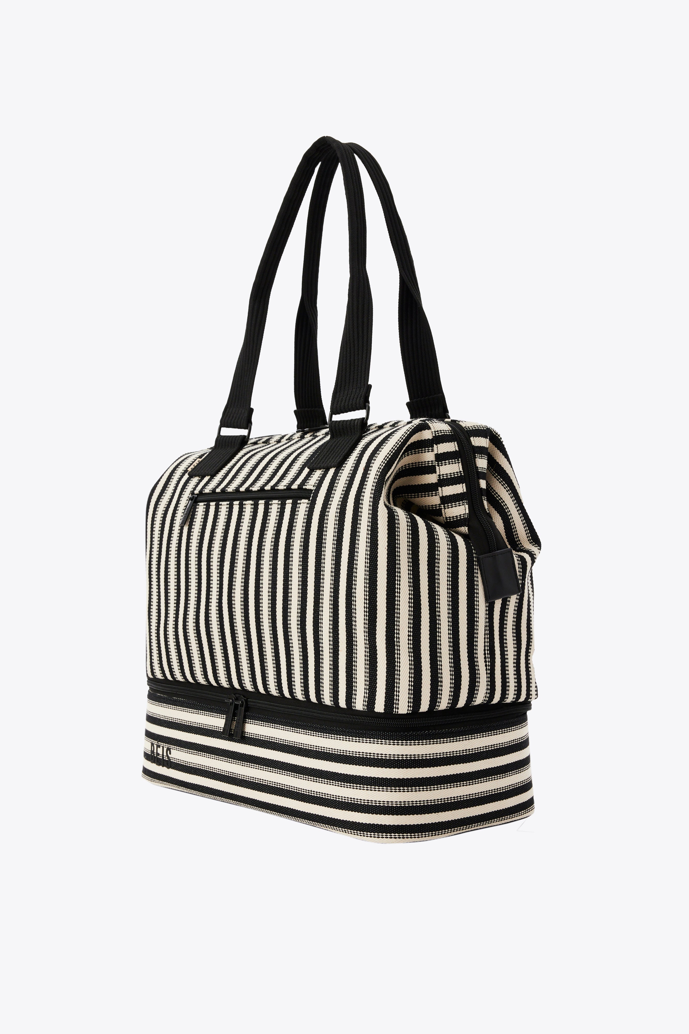Mini Weekender Bag in Black Stripe - Stylish & Compact Carry-On for Weekend Getaways, Business Trips & Gym Essentials