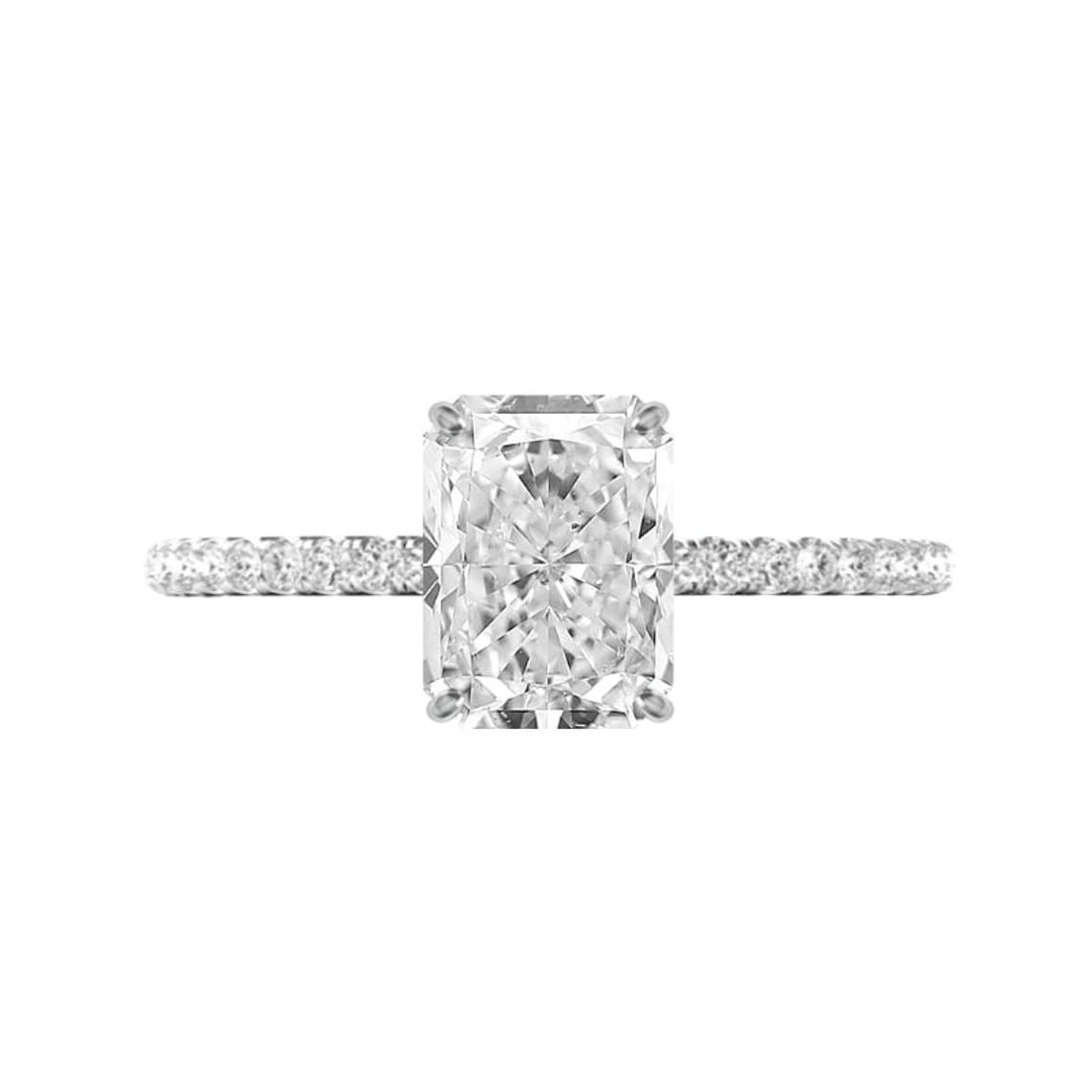 4 Carat Radiant Cut Moissanite Engagement Ring & Wedding Band Set for Women - Solitaire Halo Vintage Style Bridal Ring in Sterling Silver - Perfect for Proposals, Anniversaries & Special Occasions