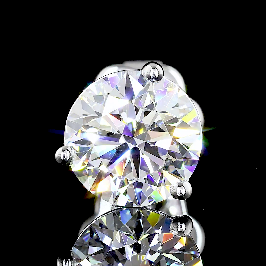 2.61 Carat Lab Grown Round E VVS2 Diamond 14K White Gold Martini Stud Earrings for Women - Perfect for Weddings, Anniversaries & Special Occasions