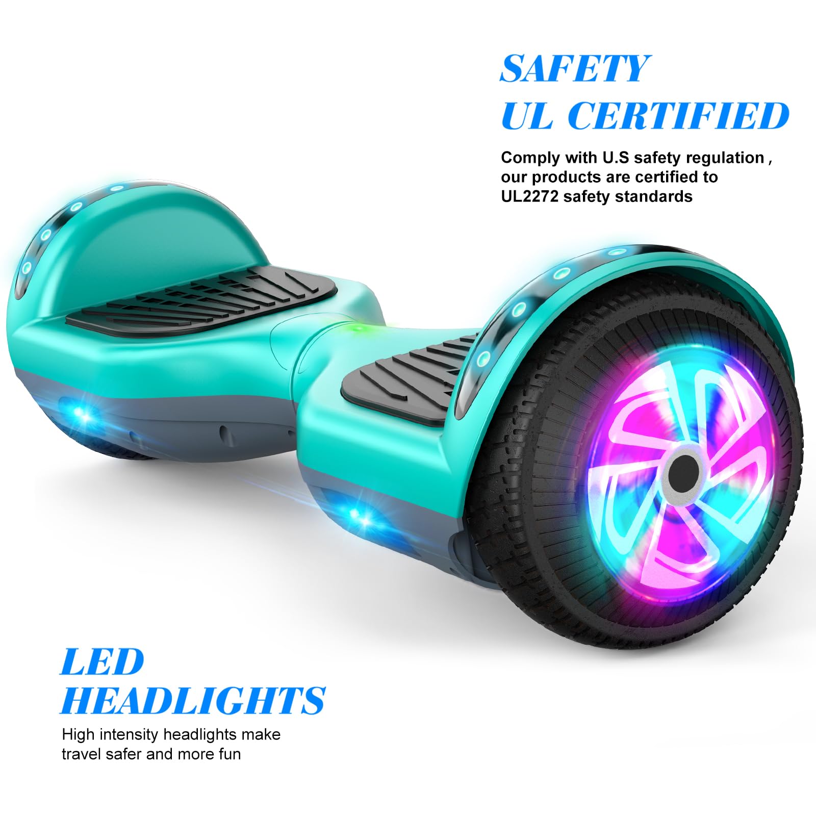 6.5 Inch Self Balancing Hoverboard with Bluetooth & LED Lights - Electric Scooter for Kids & Teens - Perfect for Commuting, Campus Rides & Outdoor Fun