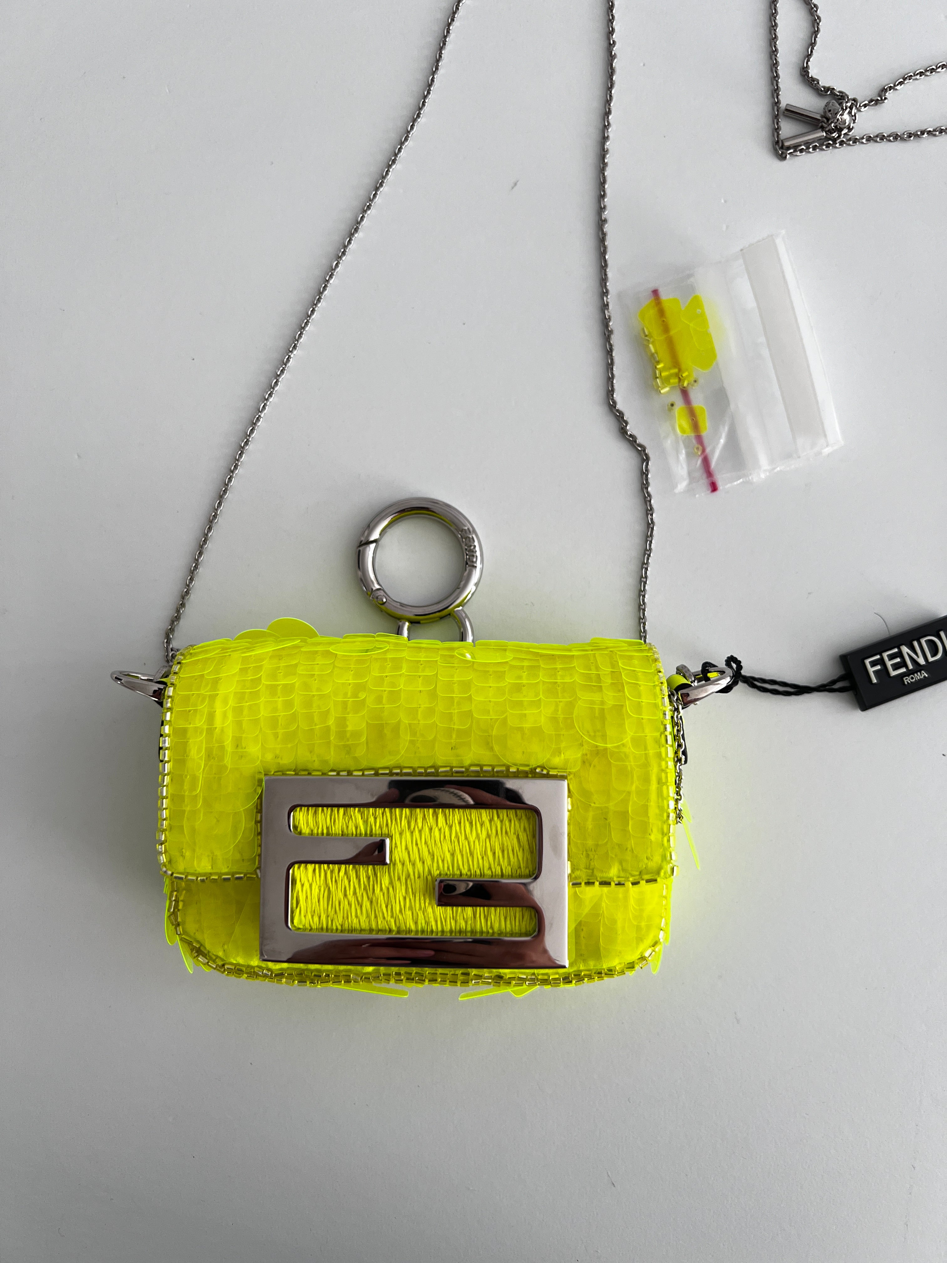 Authentic Pre-Owned Fendi Neon Sequin Nano Bag - Vintage Luxury Handbag for Women | Perfect for Parties, Weddings & Special Occasions