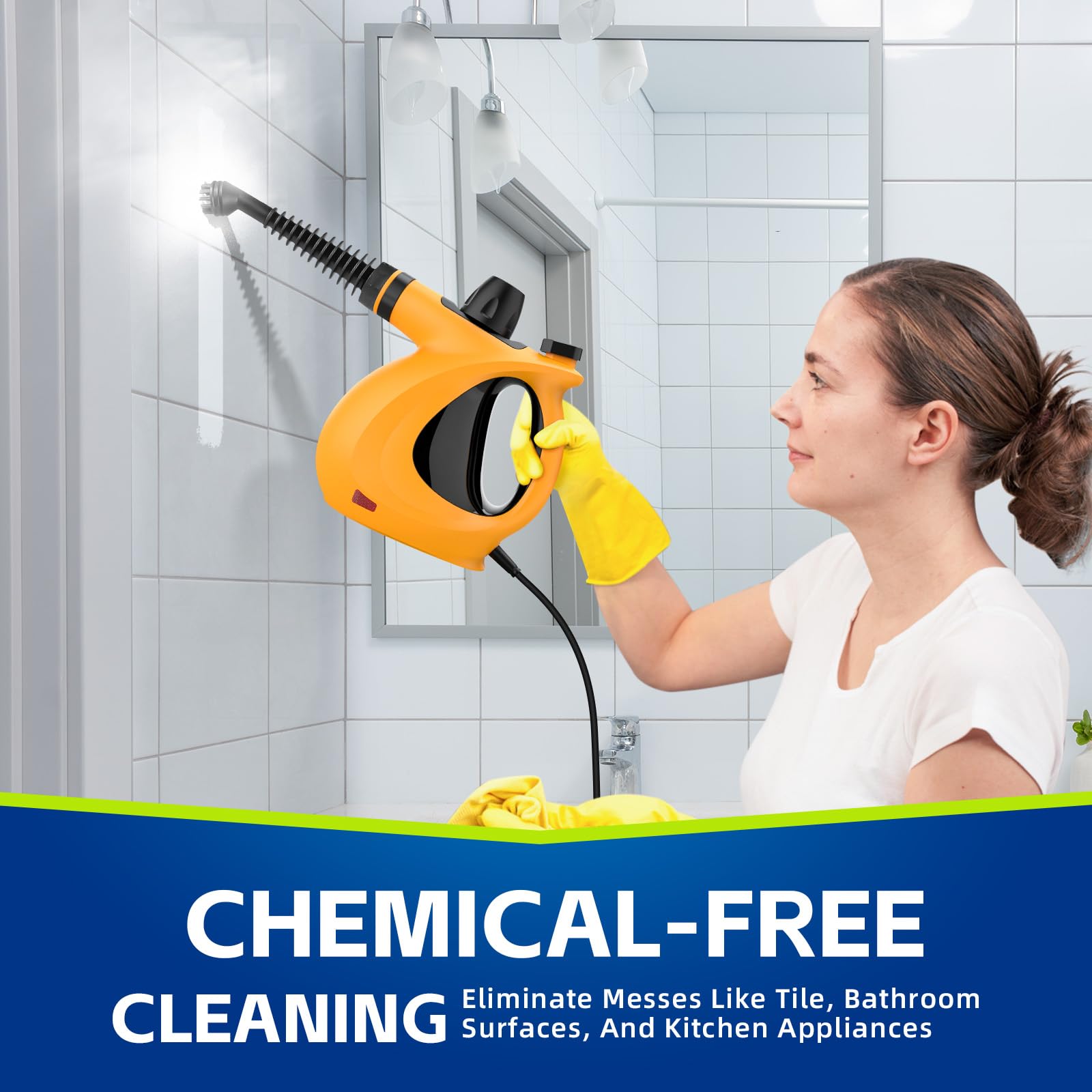 Handheld Pressurized Multi-Surface Steam Cleaner with 11 Accessories - Chemical-Free Home Steam Cleaner for Floors, Tiles, Windows, Couches & Grout | Perfect for Deep Cleaning Kitchens, Bathrooms & Upholstery