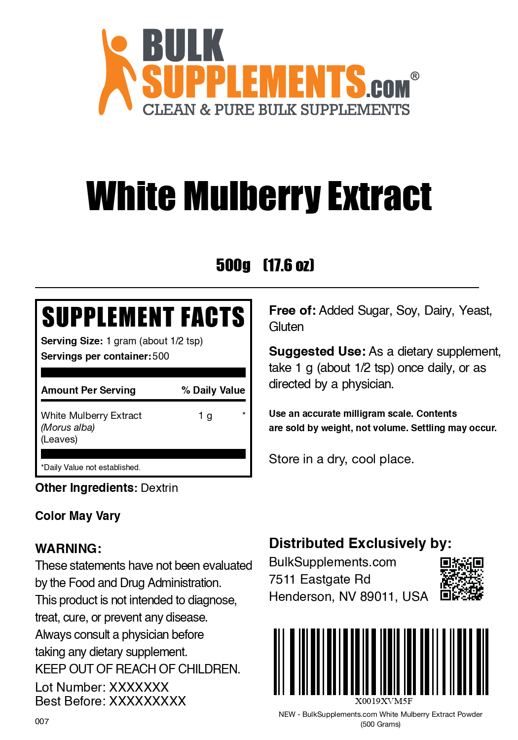 Premium White Mulberry Extract Powder - 100% Pure & Organic, Supports Blood Sugar & Skin Health - Perfect for Smoothies, Teas & Dietary Supplements