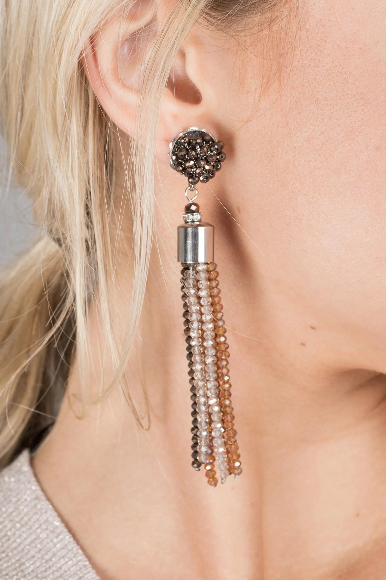 Multi Colored Crystal Tassel Earrings for Women - Elegant Bohemian Dangle Drop Earrings for Party, Wedding & Special Occasions