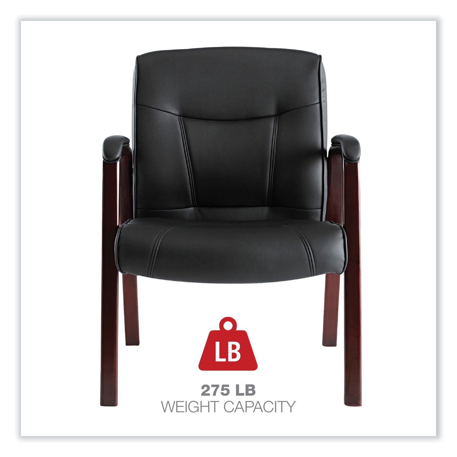 Alera Madaris Series Bonded Leather Office Guest Chair with Wood Trim Legs - 25.39