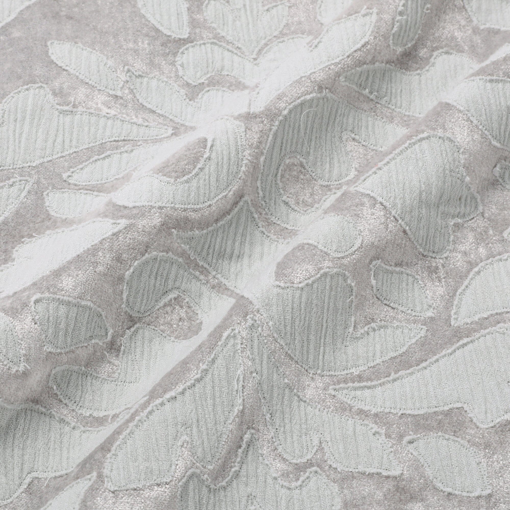 Damask Applique Cushion Cover 18x18 Inches Light Gray - Elegant Sofa & Bedroom Decorative Pillow Case for Home Decor