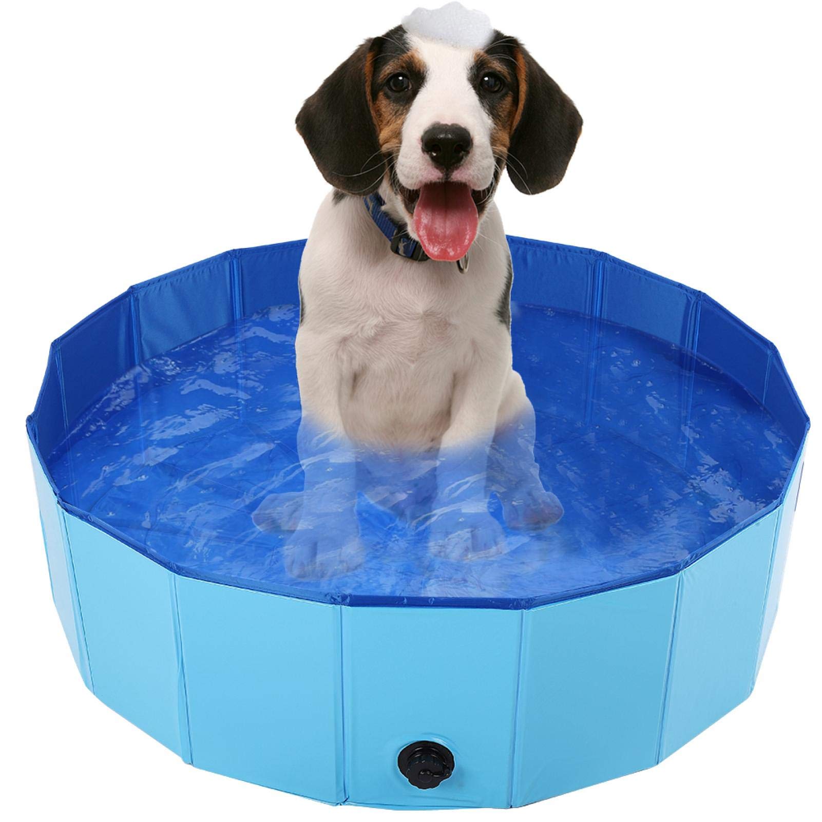 Foldable Blue PVC Dog Pool - Summer Pet Bathing Tub for Swimming & Play