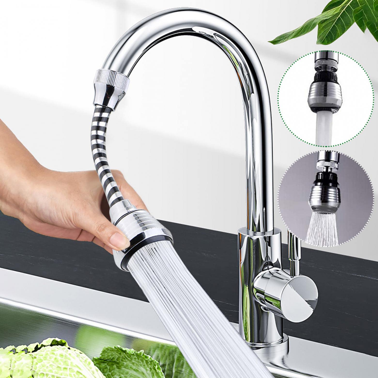 360° Rotating Kitchen Faucet Sprayer - 3.5cm Anti-Splash Nozzle with Leakproof Design for Sink, Bathroom & Home Use | Flexible Water-Saving Tap Accessory for Washing Dishes, Cleaning Vegetables & Household Chores