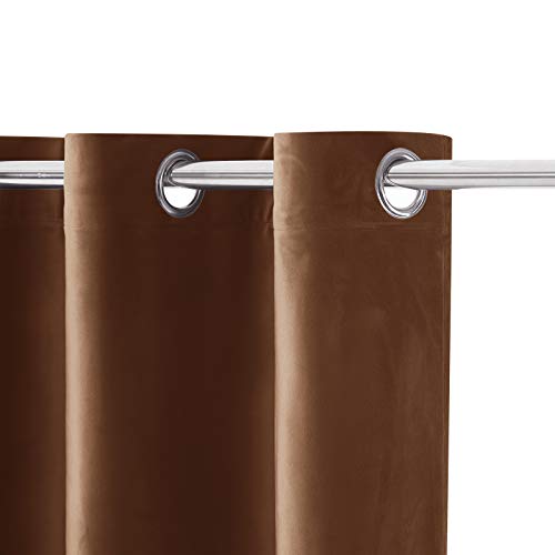 Coffee Velvet Curtains, Grommet