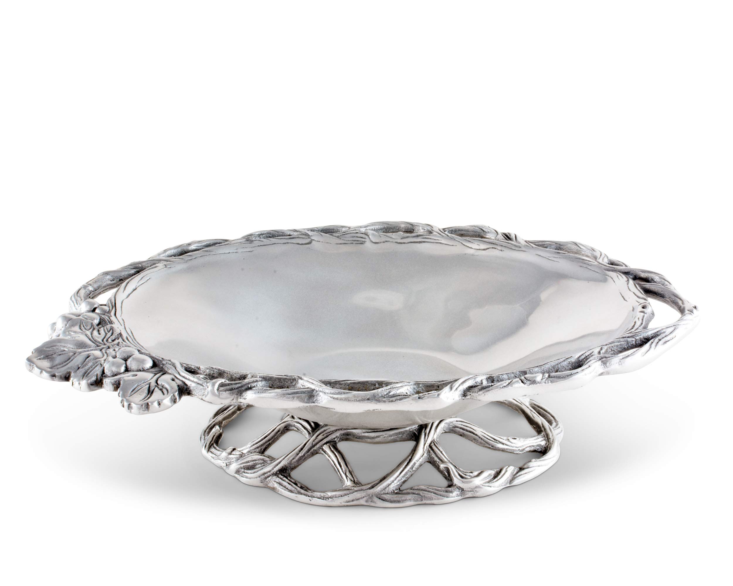 Arthur Court Designs 11.5 Inch Aluminum Grape Vine Vegetable Serving Dish - Elegant Fruit & Appetizer Tray for Parties, Weddings & Holiday Entertaining