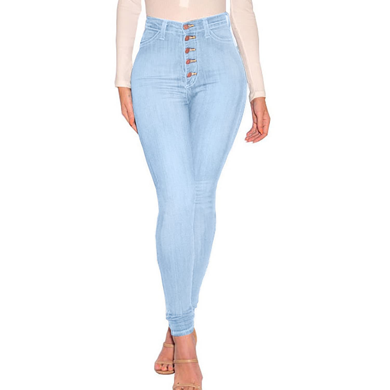 KUNMI Women's High Waist Stretch Skinny Jeans - Curvy Fit Butt Lifting Colombian Denim Pants for Casual Wear & Night Out