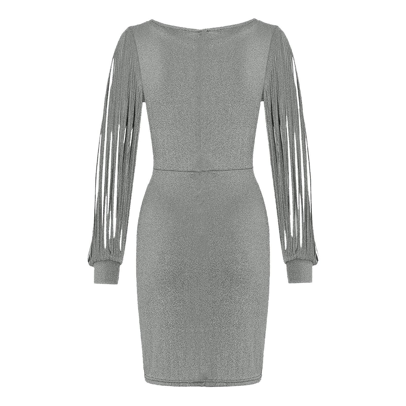 Elegant HAOREEKZ Women's Long Sleeve Sheath Mini Dress - Sexy V-Neck Wrap Evening Gown for Wedding Guest, Party & Special Occasions | Formal Wear, Cocktail Dress, Holiday Outfit