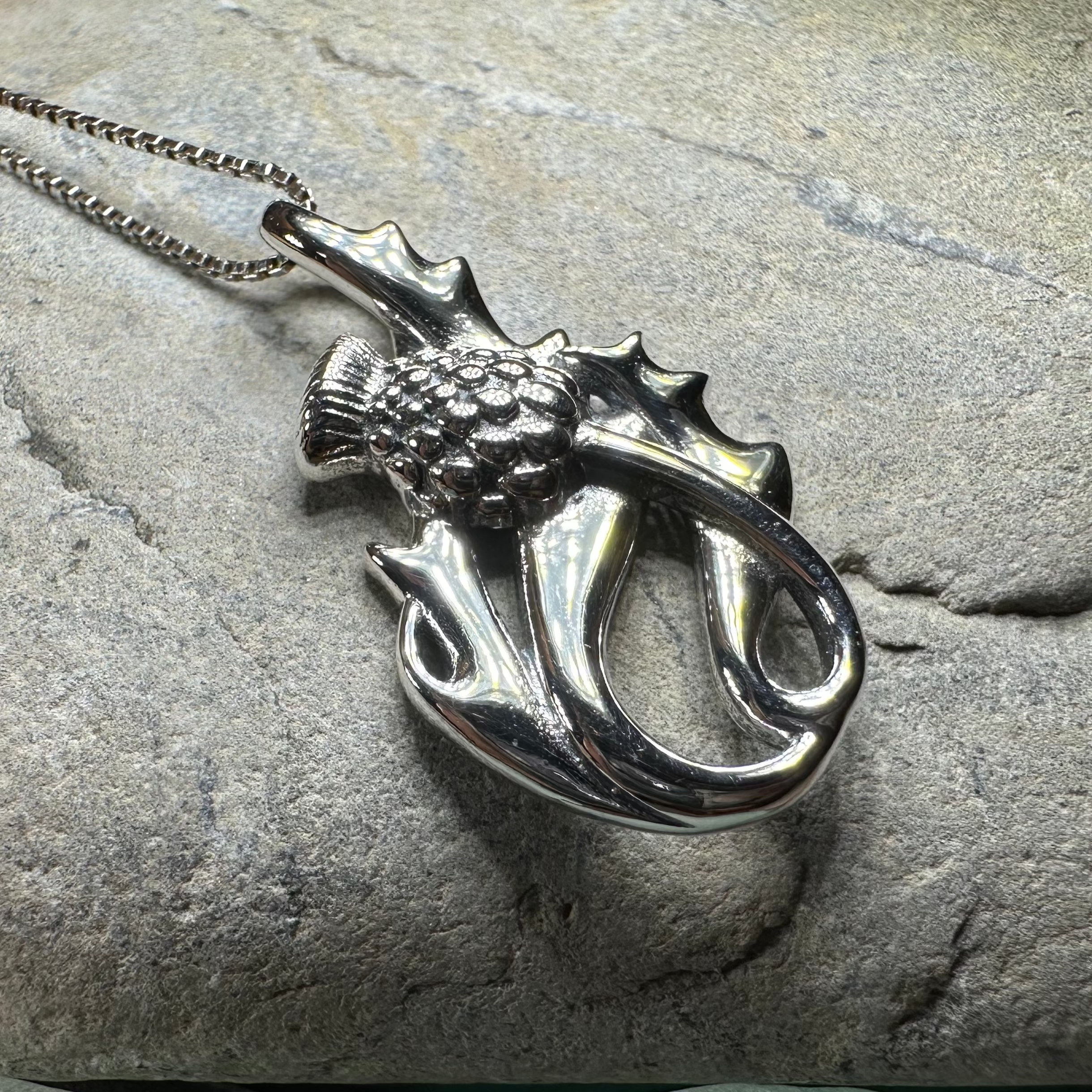 Daleina Scottish Thistle Necklace - Sterling Silver Celtic Pendant with Chain for Women - Perfect for St. Patrick's Day, Scottish Heritage Events & Everyday Elegance