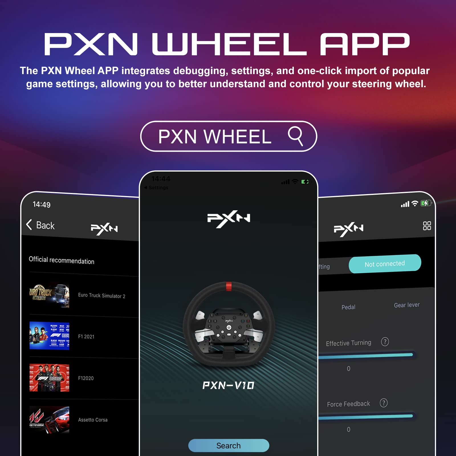 PXN V10 Force Feedback Racing Wheel - 270/900 Degree Adjustable Steering Wheel with Linear Pedals & 6+1 Shifter - Compatible with PC, Xbox One, Xbox Series X/S, PS4 - Perfect for Sim Racing & Gaming Enthusiasts