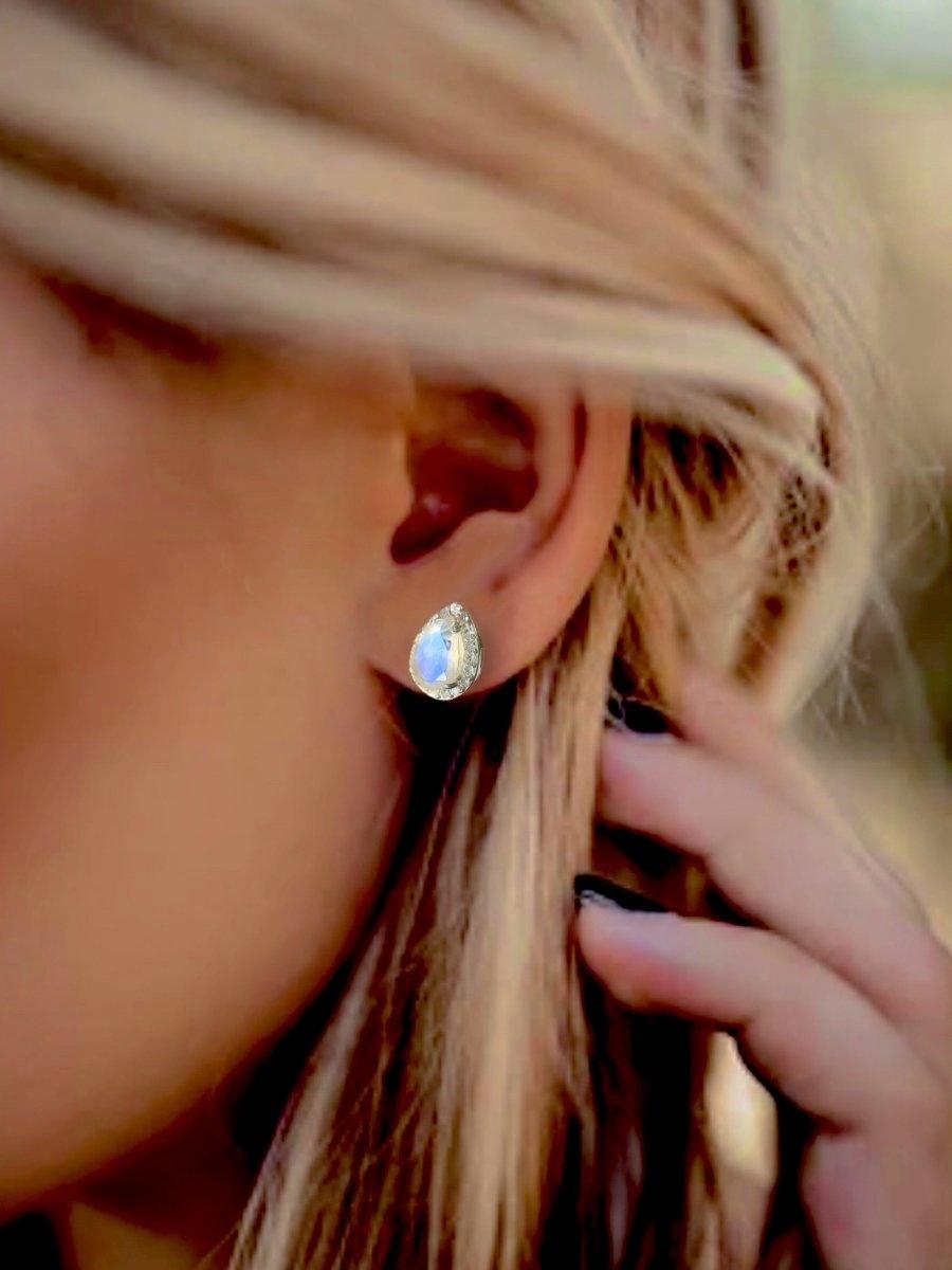 Luxury Twinkle Topaz & Moonstone Stud Earrings for Women - 925 Sterling Silver Dainty Jewelry - Perfect for Parties, Weddings & Everyday Wear