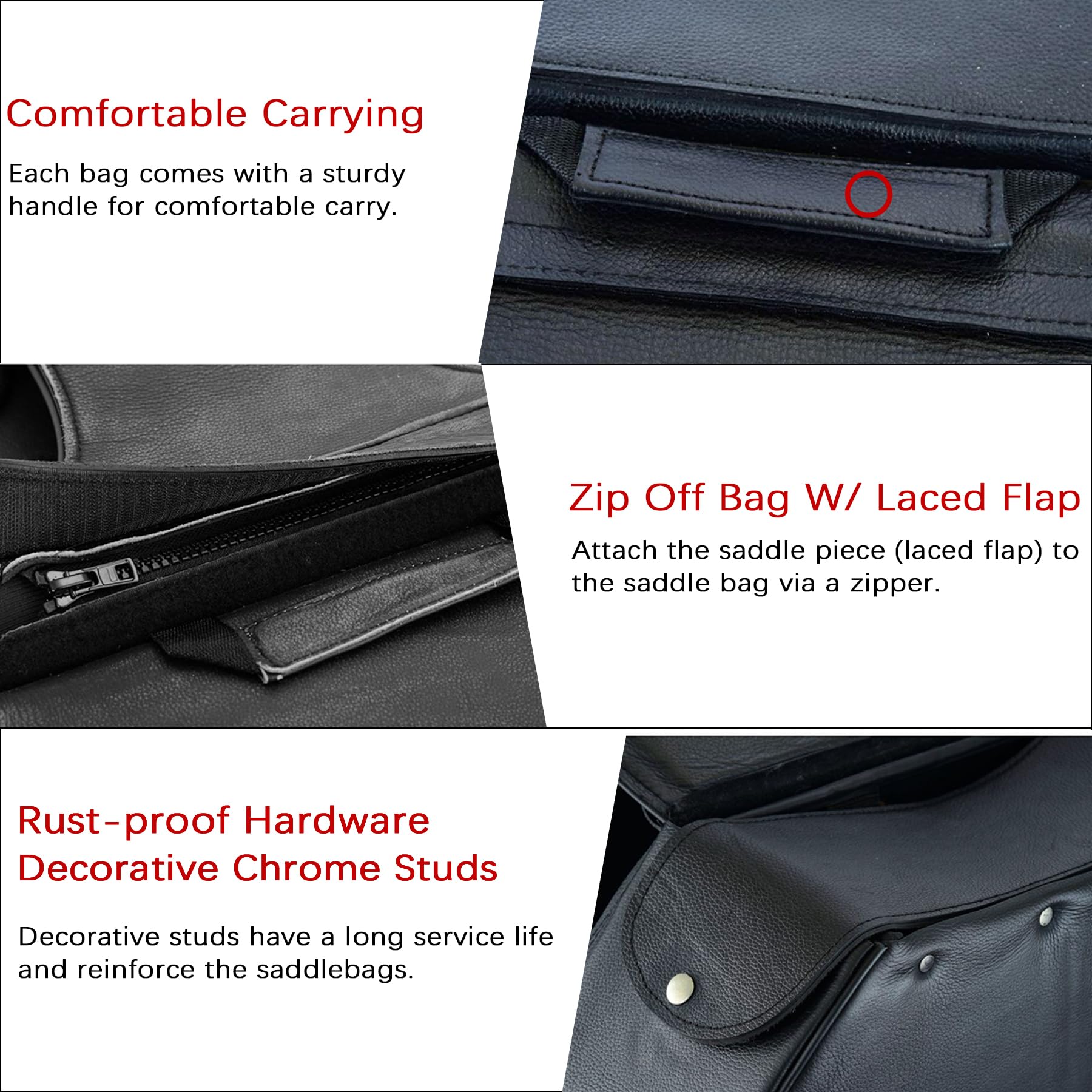 Premium Naked Cowhide Leather Motorcycle Saddle Bags - Universal Throw Over Side Bags for Honda Shadow, Sportster, Softail, Dyna & V-Star Cruisers (Black, Stud-Free) - Ideal for Road Trips, Commuting & Storage