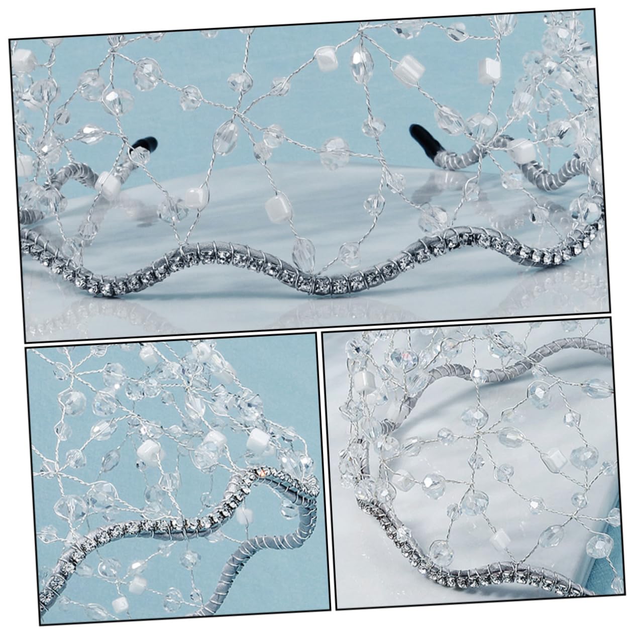 Minkissy 2 Pack Rhinestone Mesh Headbands - Sparkling Wedding Hair Accessories for Brides, Prom, Pageants & Special Occasions | Elegant Hair Crowns & Hairpieces for Women's Formal Events