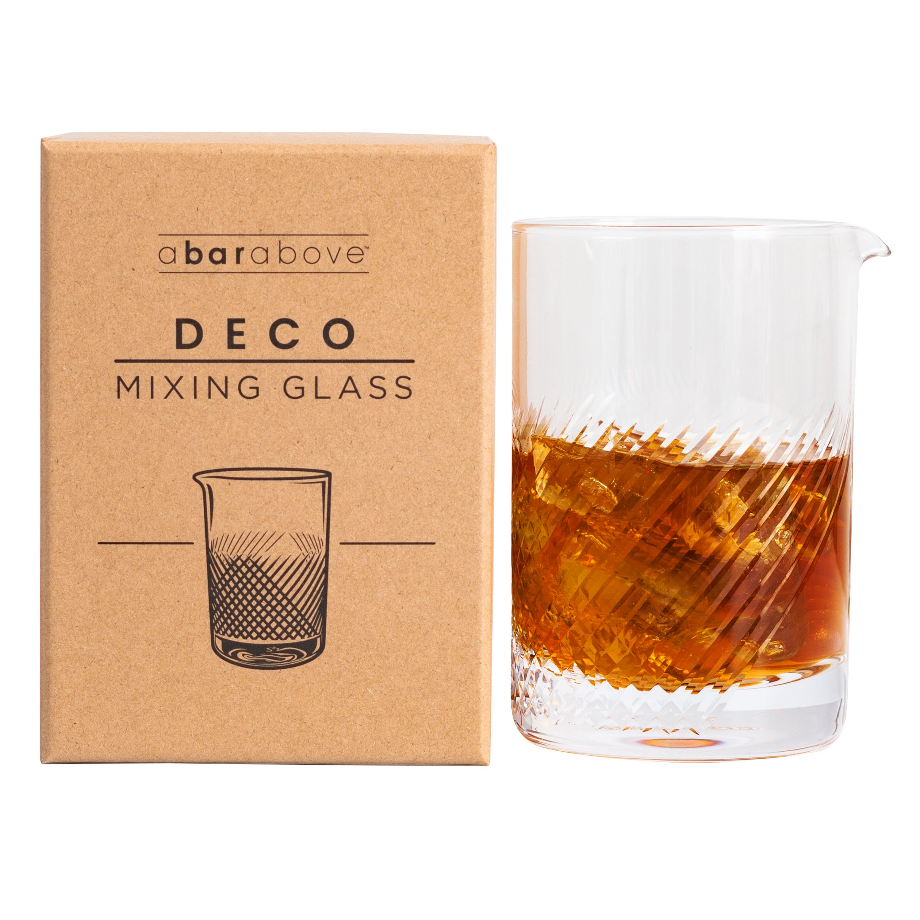 Premium Deco Cocktail Mixing Glass - 16oz Bar Mixing Glass for Craft Cocktails, Old Fashioned & Martini - Perfect for Home Bartenders & Professional Bars