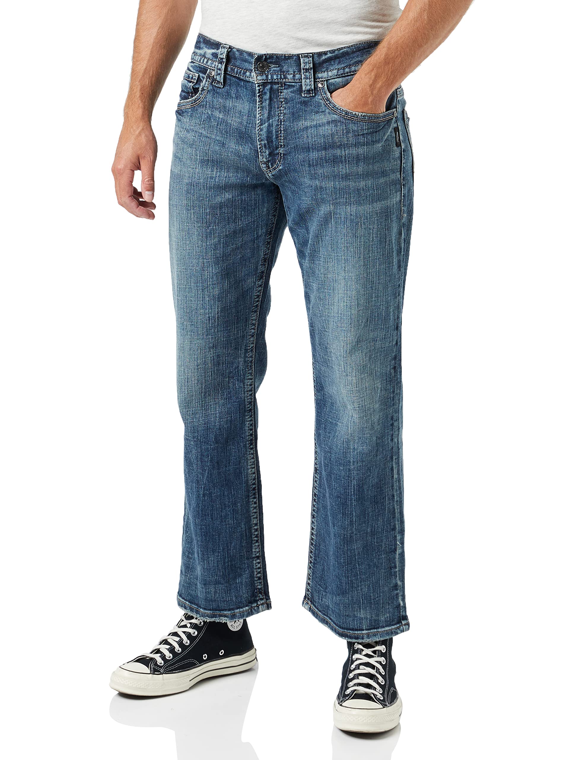 Silver Jeans Co. Men's Gordie Loose Fit Straight Leg Denim Jeans - Comfortable Casual Wear for Everyday Outfits & Weekend Style