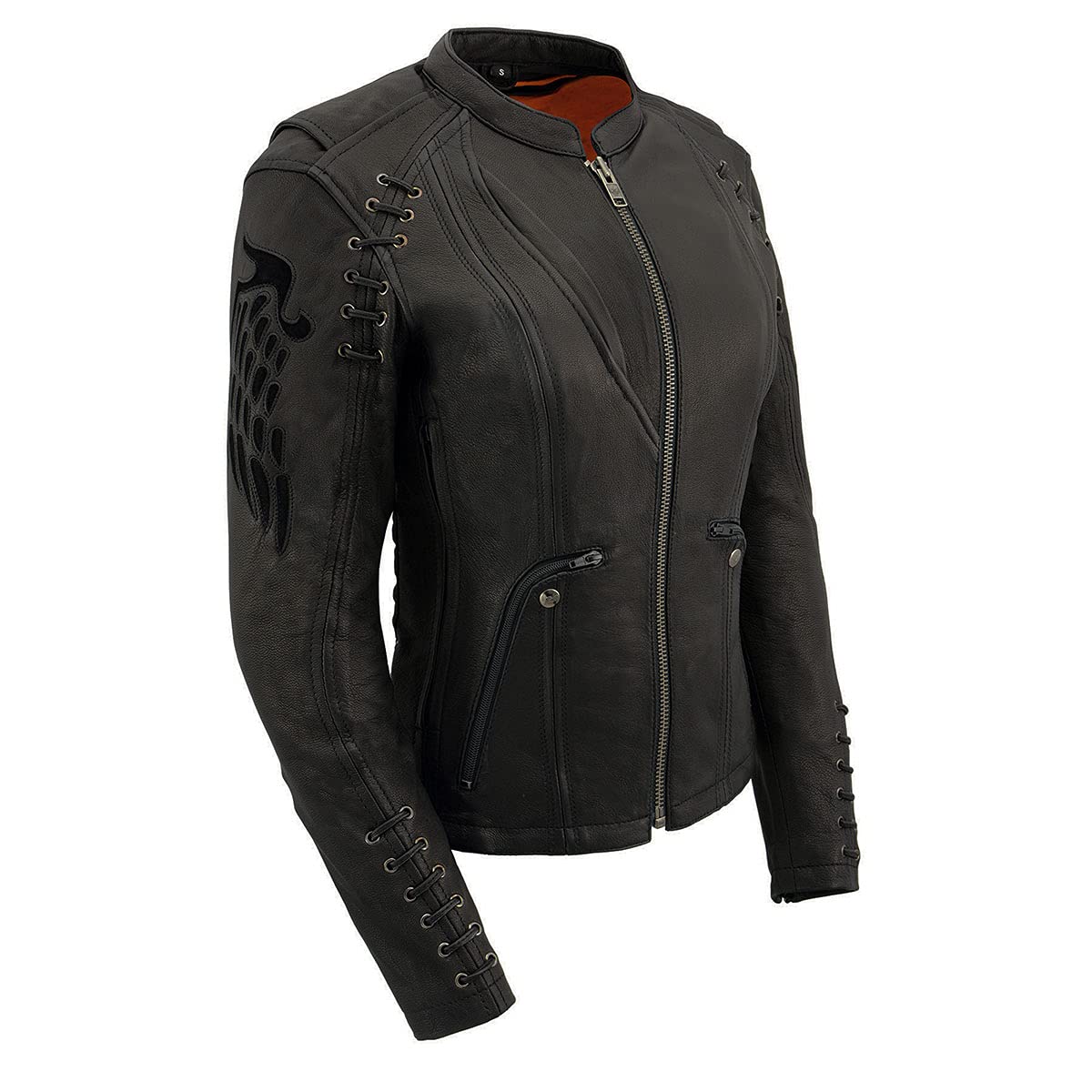 Milwaukee Leather MLL2535 Women's Black Leather Lightweight Scuba Racer Jacket - Stylish Motorcycle Jacket for Riding & Outdoor Adventures