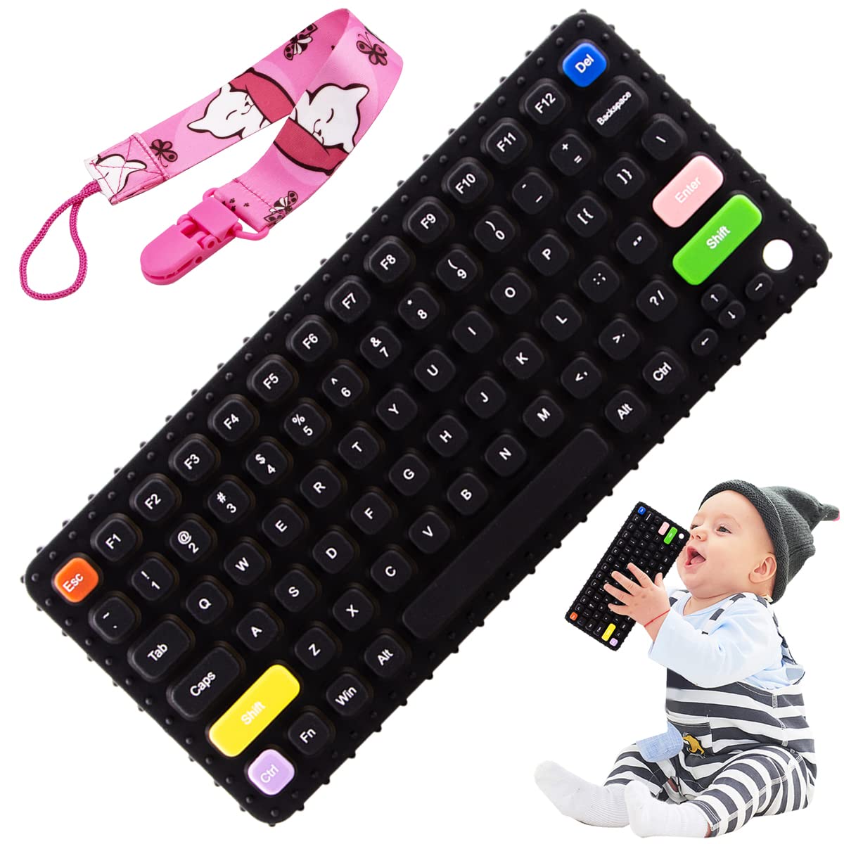 Soft Silicone Baby Keyboard Teether Toy - Safe for 0-12 Months - Perfect for Teething & Soothing During Breastfeeding