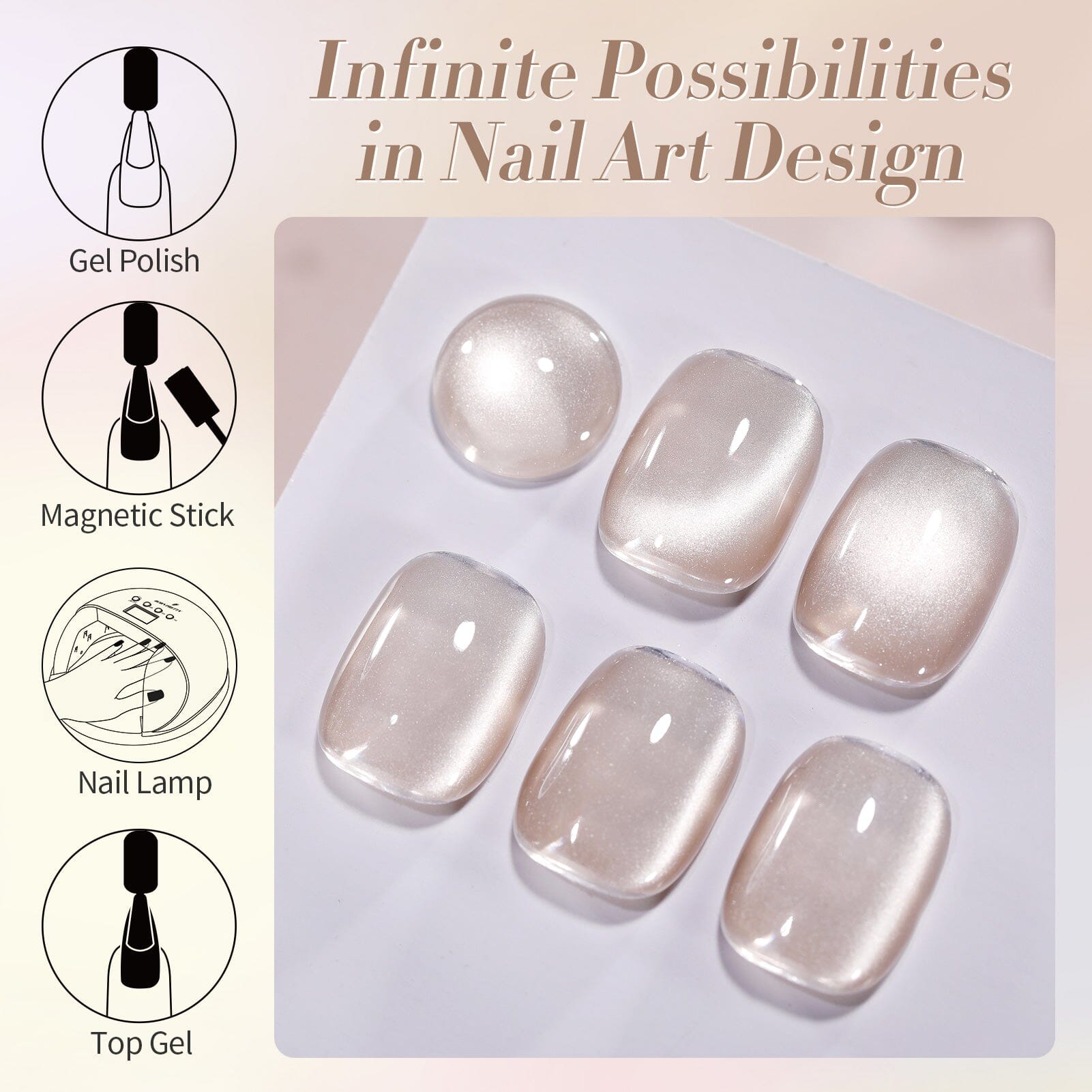 Nude Moonlight Cat Magnetic Gel Polish 15ml - Long Lasting Nail Polish for Manicure & Pedicure - Perfect for Home Salon, Nail Art, and Special Occasions