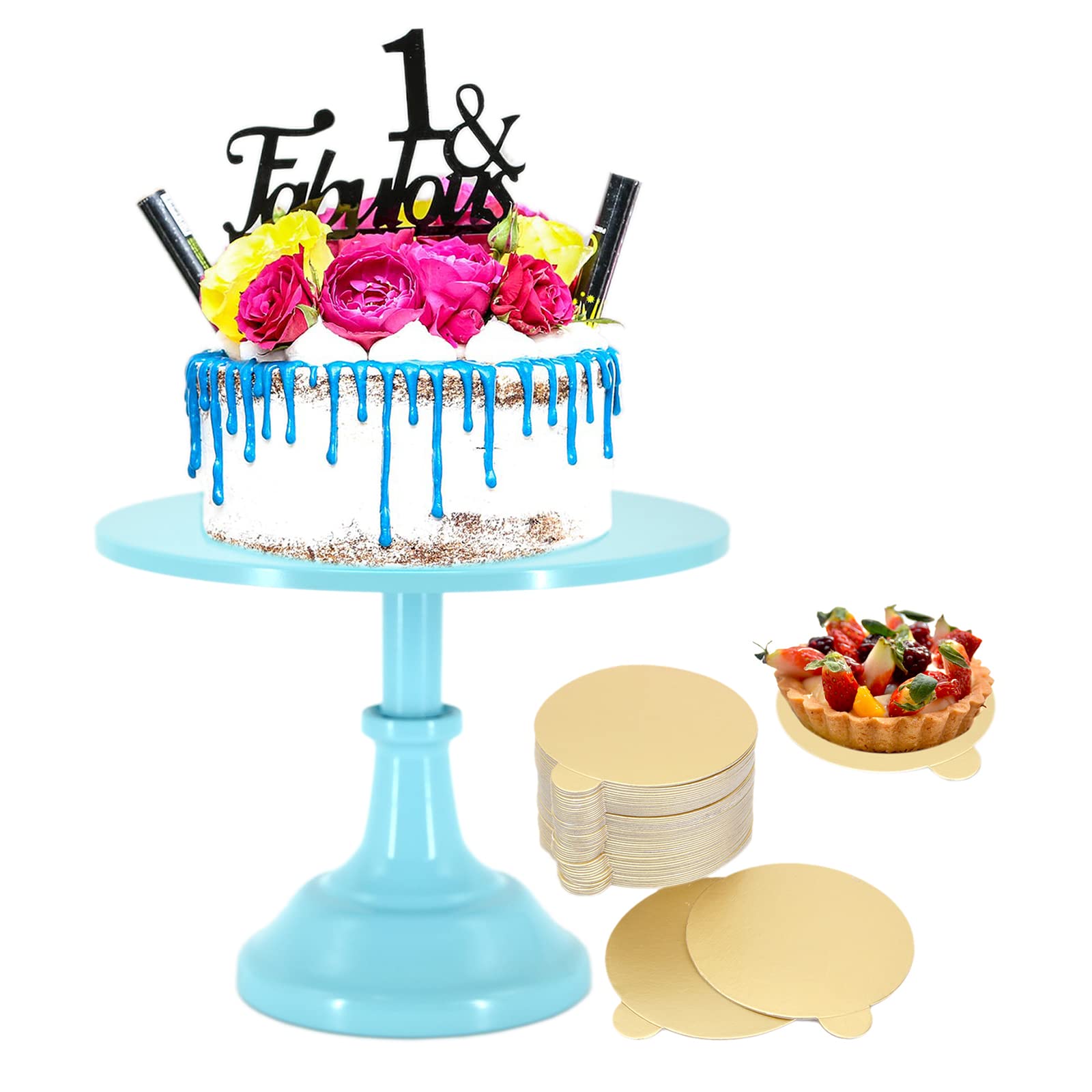 Miukage Adjustable Height Cake Stand - Elegant Metal Blue Wedding & Party Dessert Display for Graduation Ceremonies, Birthday Celebrations & Home Decor - Perfect for Cakes, Cupcakes & Pastries