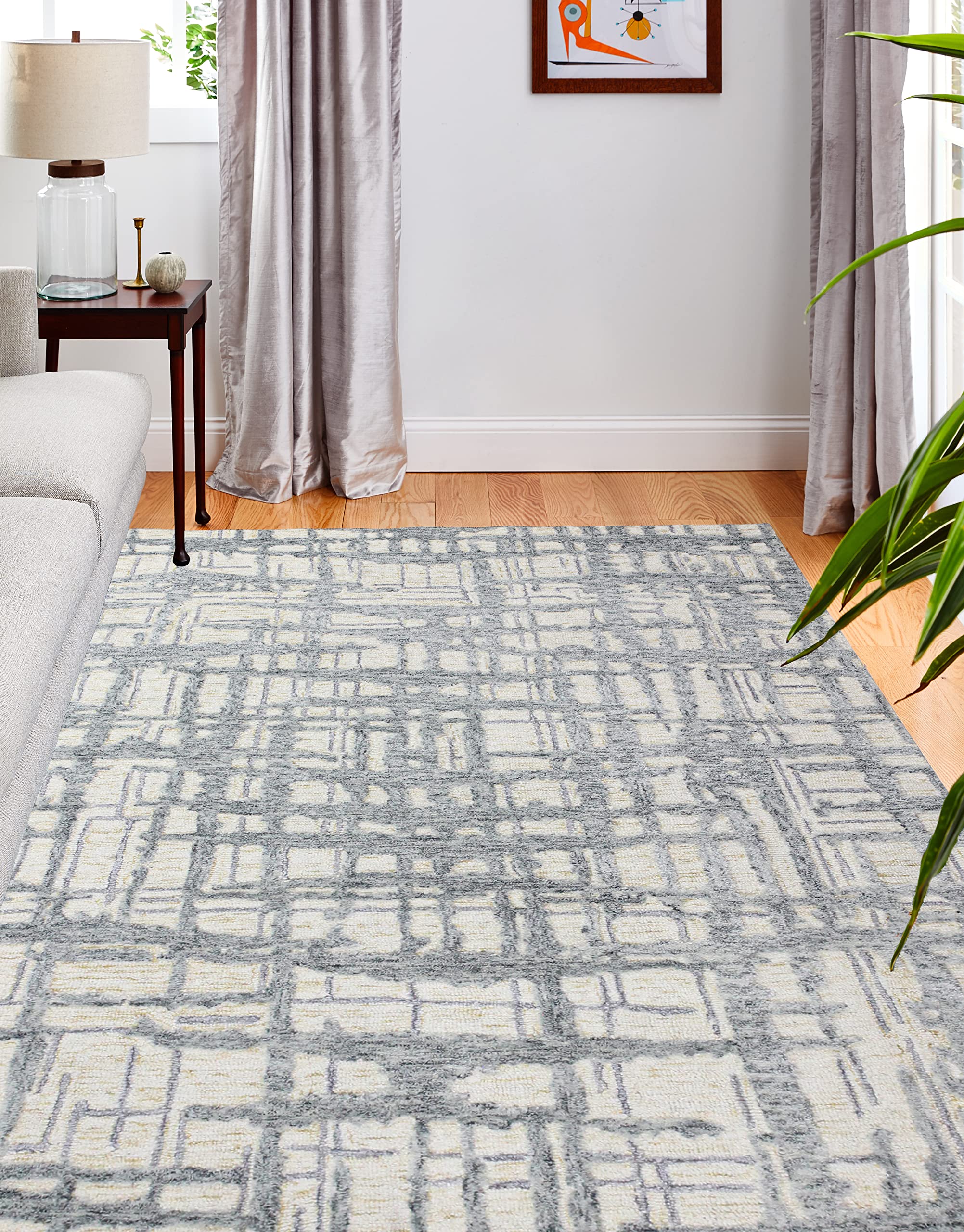 Luxury Hand Tufted Wool Area Rug - Bashian Collection - 3.6’ x 5.6’ Ivory - Perfect for Living Room, Bedroom, Entryway & Home Decor - Soft & Durable Runner Rug for Cozy Interior Design