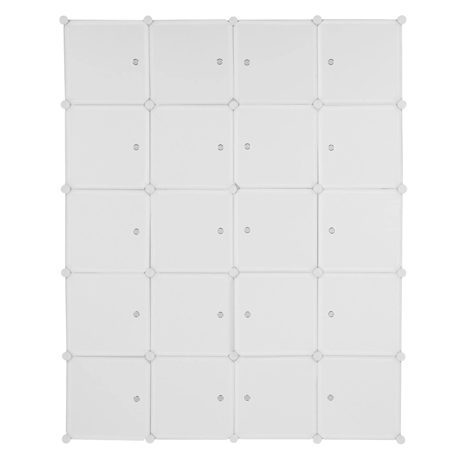 LALAHO 20-Cube Stackable Plastic Storage Shelf - Modular Closet Organizer with Hanging Rod - White | Perfect for Bedroom, Closet, Office & Kids Room Organization