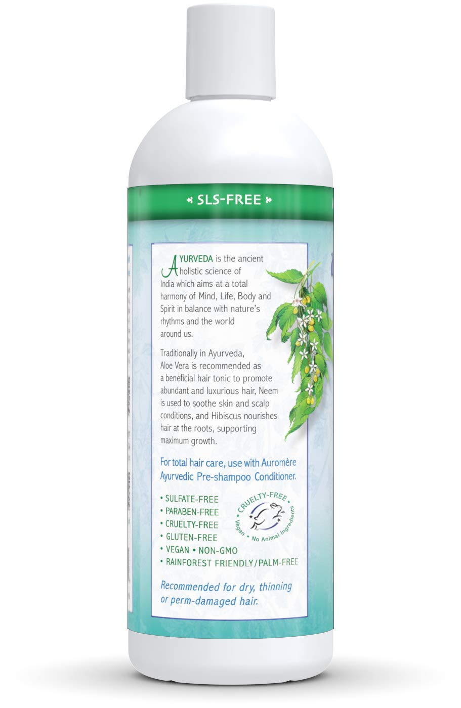 Auromere Neem & Aloe Vera Shampoo - 16 Fl Oz (Pack of 8) | Natural Hair Care for Dry Scalp & Dandruff Relief | Perfect for Daily Use & Ayurvedic Hair Treatment