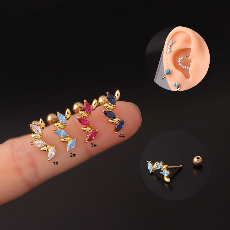 16G Cartilage Stud Earrings - Long Curved Flat Back Earrings for Women | HSPJ722 | Perfect for Daily Wear, Parties & Gifts