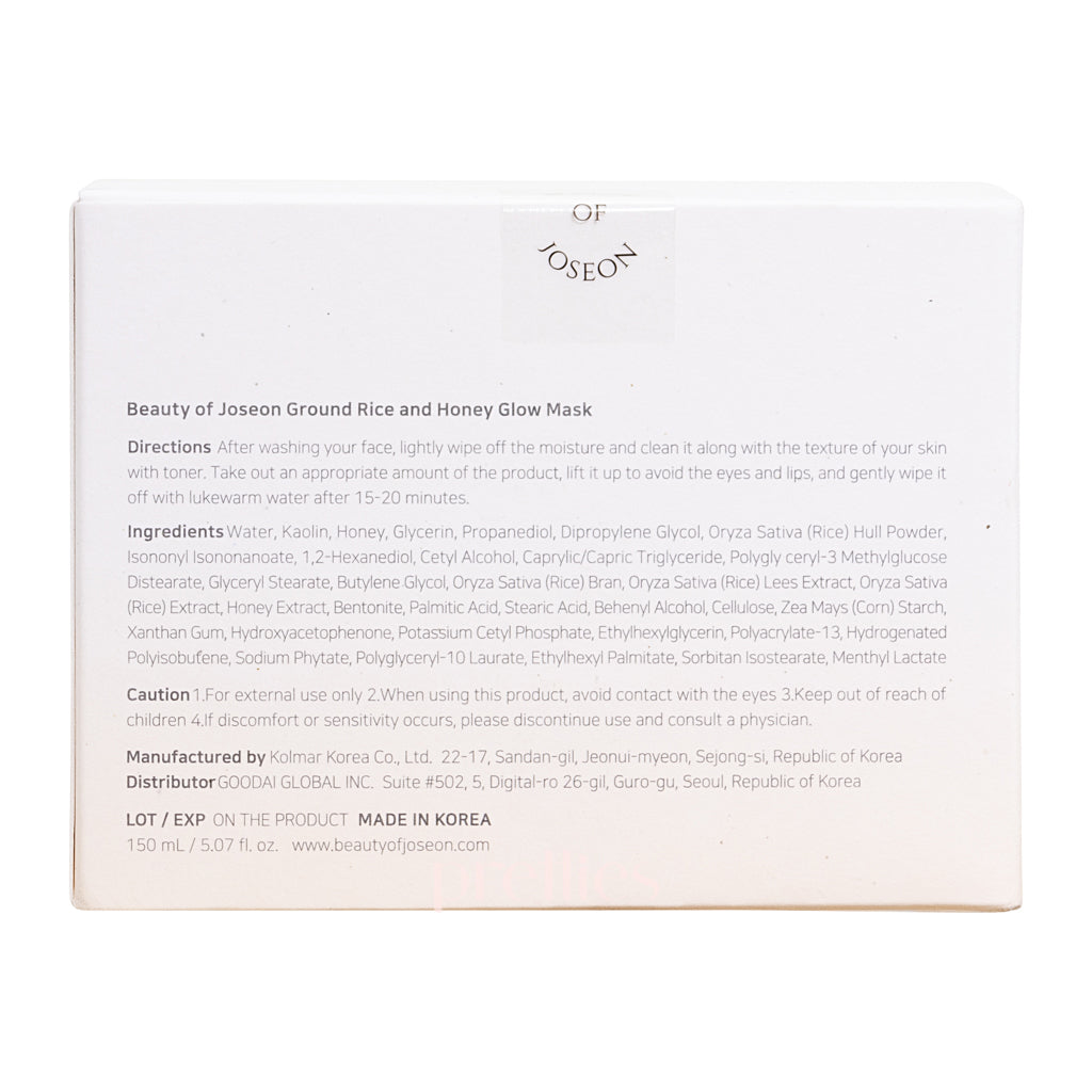 Beauty of Joseon Ground Rice & Honey Glow Mask 150ml - Korean Skincare for Hydration & Brightening - Perfect for Night Routine & Dry Skin Care