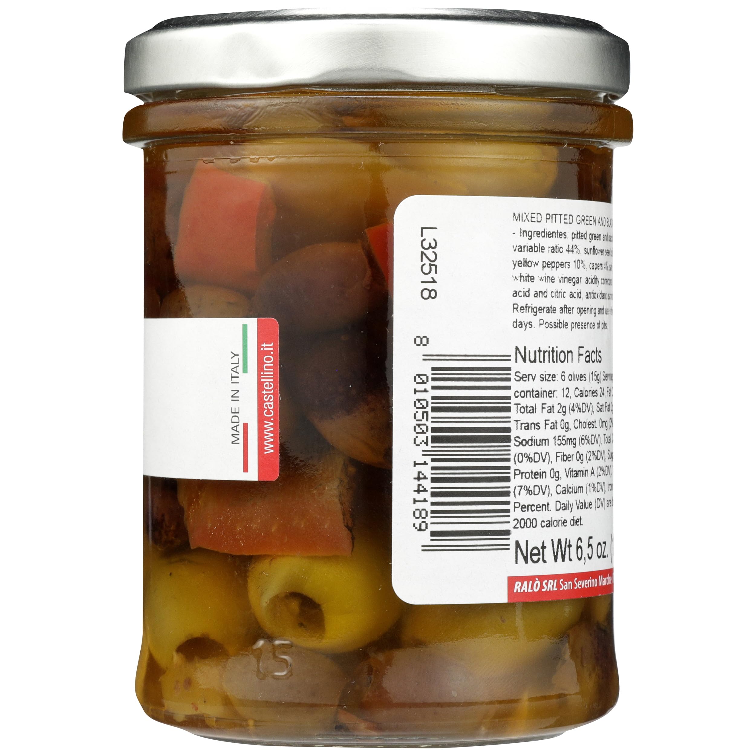 Castellino Mixed Italian Olives, 6.5 oz Jar | Premium Imported Mediterranean Olives | Perfect for Charcuterie Boards, Salads & Cocktail Garnishes