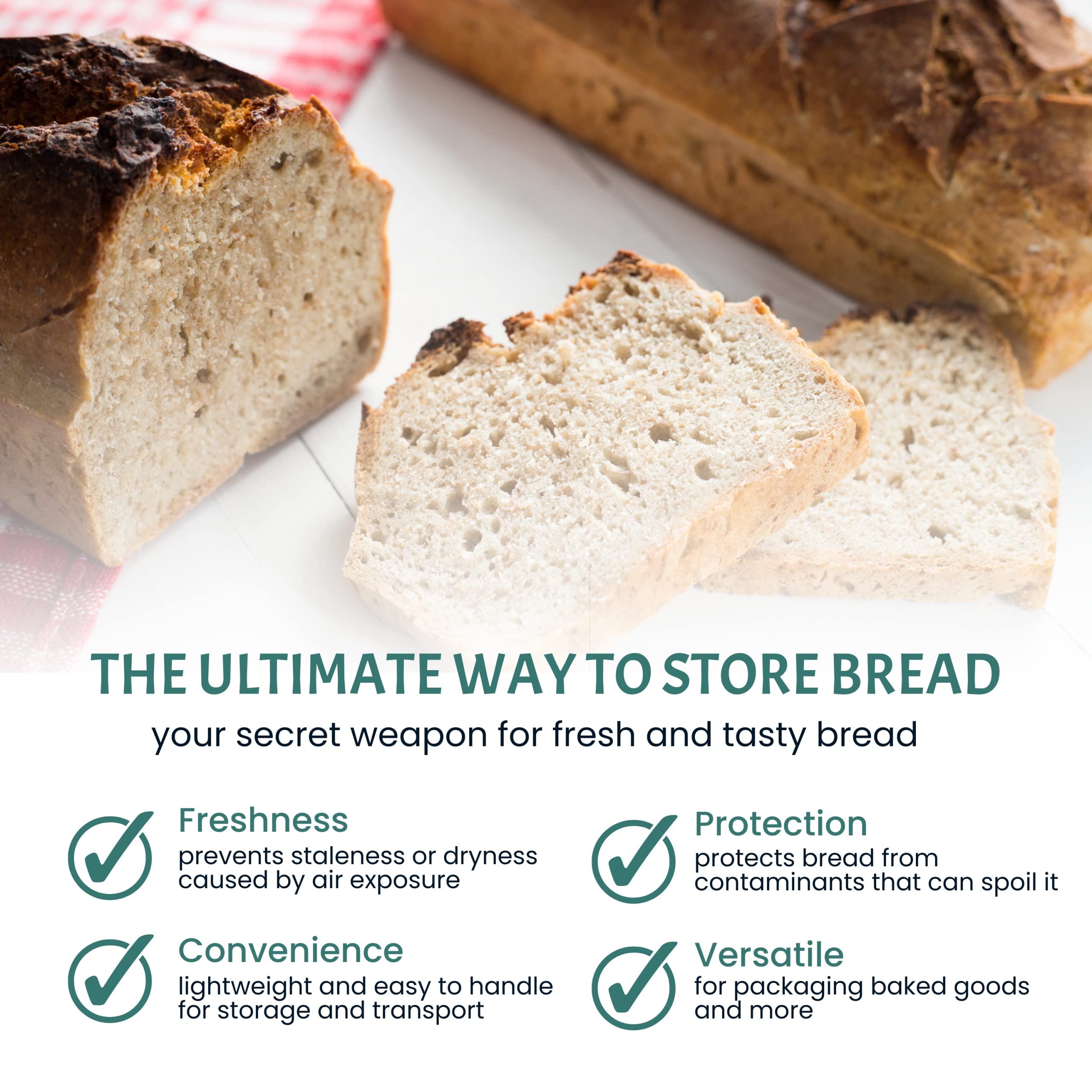 100 Pack Reusable Plastic Bread Bags with Ties - Clear Airtight Storage Bags for Homemade Bread, Moisture-Free Preservation - Perfect for Home Bakers & Bakery Owners - Great for Fresh Bread Storage, Meal Prep & Gifting