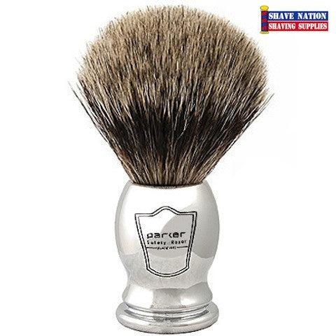 Parker Pure Badger Shaving Brush with Heavy Chrome Handle - Premium Men's Grooming Kit for Wet Shaving & Beard Care at Home or Travel