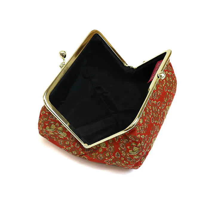 Nishijin Woven Small Pouch with Mandarin Duck Design - Handmade in Kyoto Japan | Cosmetic & Makeup Bag, Japanese Gamaguchi Pouch for Travel Toiletry, Stationery Organization | Perfect as Bag Organizer & Bag-in-Bag for Daily Use, Travel & Gift